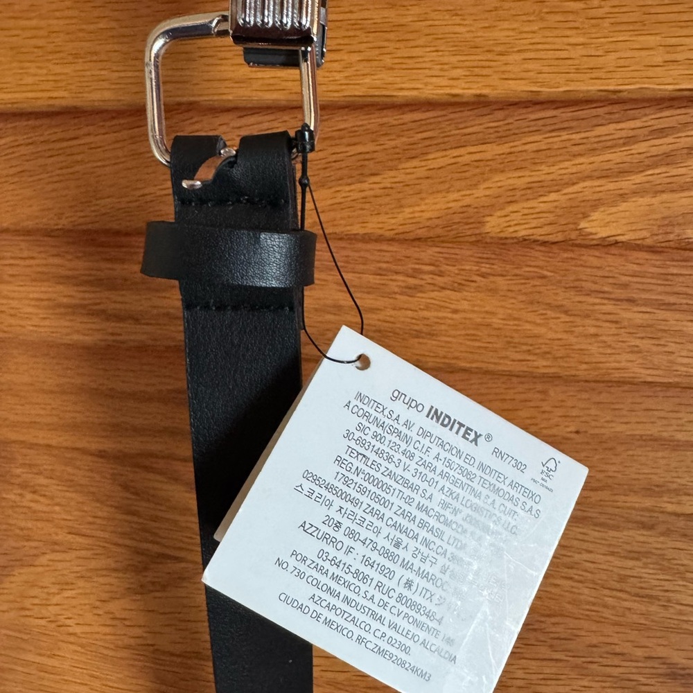 Zara Black Belt silver hardware nwt